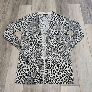 Sanctuary Leopard Print Open Front Cardigan Sweater Cream Beige Women's Small